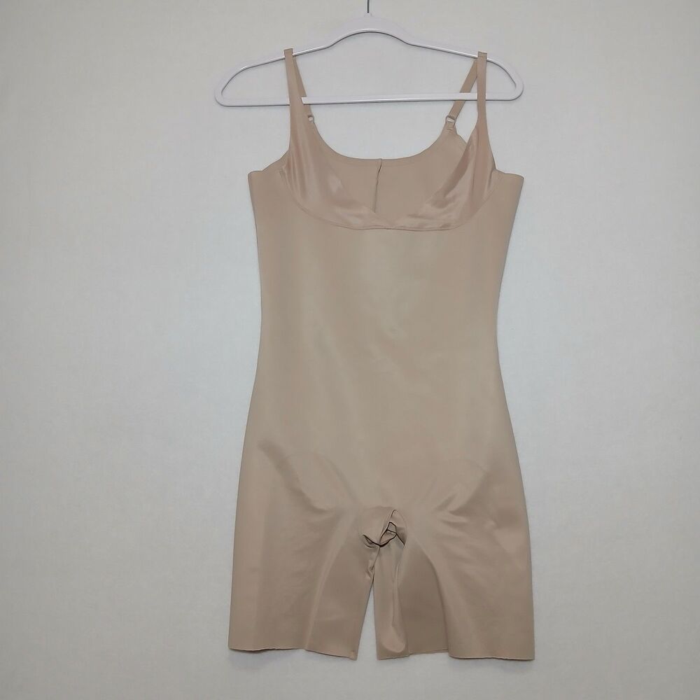 CHANTELLE Womens Shapewear Open Bust Mid-Thigh Shaper Nude Size Large #1060
